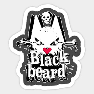 Blackbeard pirate Cat - white Sticker